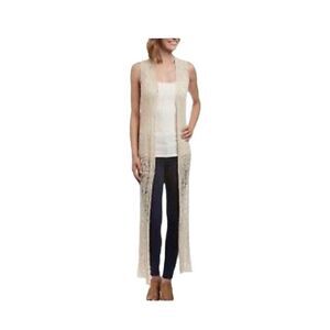 Freshman women’s vintage net, crochet, midi open front, Sleeveless, Cardigan, S/